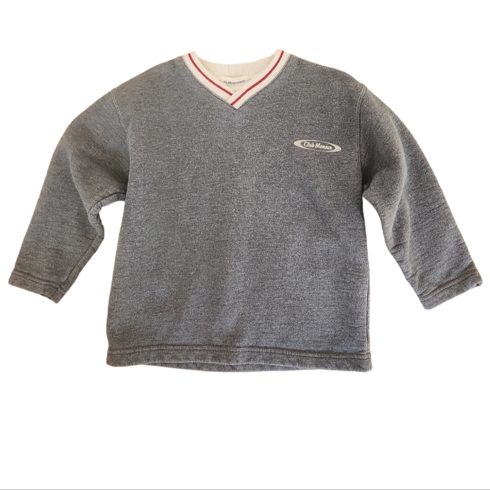 Club Monaco Vintage Heathered Grey Cotton Unisex Sweatshirt Kids Sz 3 to 4
